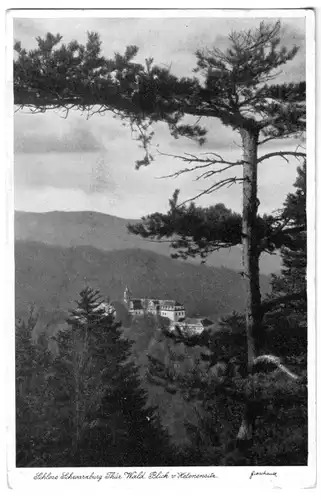 AK, Schwarzburg Thür. Wald, Blick zum Schloß vom Helenensitz, 1943