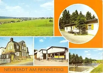 AK, Neustadt am Rennsteig Kr. Ilmenau, 5 Abb., u.a. Konsum Einkaufszentrum, 1990