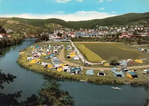 AK, Nassau Lahn, Teilansicht mit Zeltplatz, um 1970