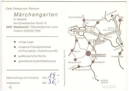 AK, Nümbrecht Oberbergisches Land, Restaurant Märchengarten, fünf Abb., um 1970