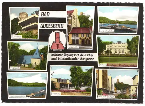 AK, Bad Godesberg - beliebter Tagungsort, acht Abb., gestaltet, 1970