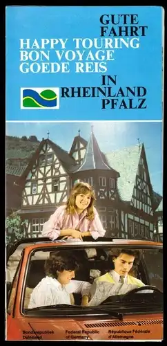 Prospekt mit Autokarte, Autotouren in Rheinland-Pfalz, 1981