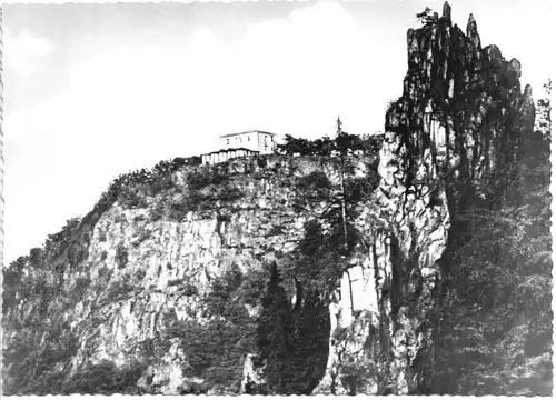 AK, Thale Harz, Bodethal bei Thale, Hexentanzplatz mit Berghotel, 1963