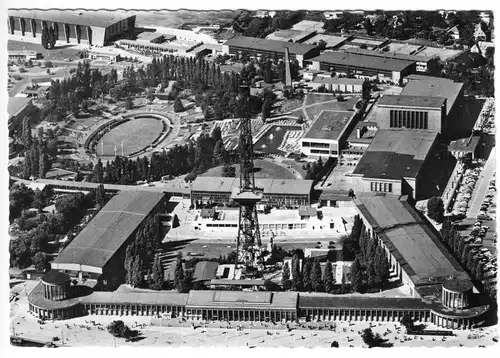 AK, Berlin Charlottenburg, Messegelände mit Funkturm, Luftbild, um 1965