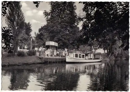 AK, Bad Kissingen, Bootsanleger am Rosengarten mit Boot Saline, um 1974