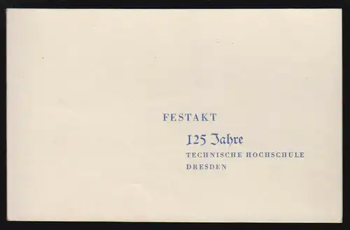 Einladungskarte, Festakt 125 Jahre Technische Hochschule Dresden, 1953