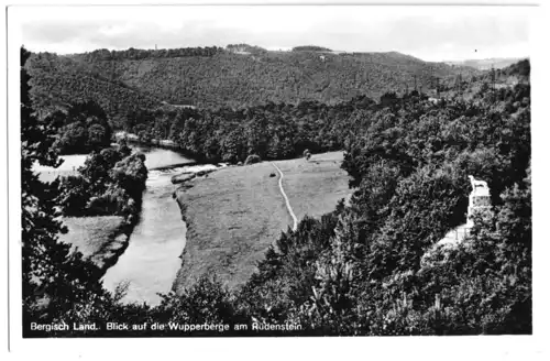 AK, Bergisch Land, Blick auf die Wupperberge am Rüdenstein, 1953