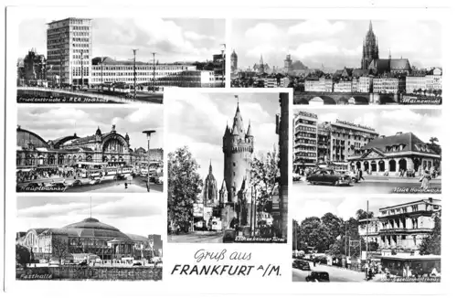 AK, Frankfurt am Main, sieben innerstädtische Abb., um 1953