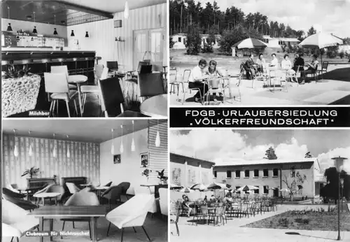 AK, Klink Kr. Waren Müritz, FDGB-Urlaubersiedlung, vier Abb., 1968