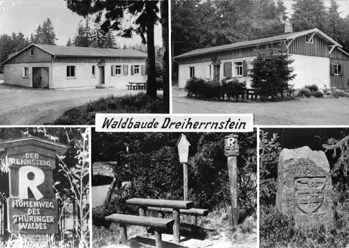 AK, Thüringer Wald, Waldbaude Dreiherrnstein, fünf Abb., 1985, Echtfoto