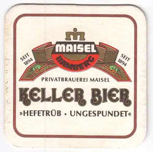 Bierdeckel, Privatbrauerei Maisel, Bamberg, Keller-Bier, um 1995