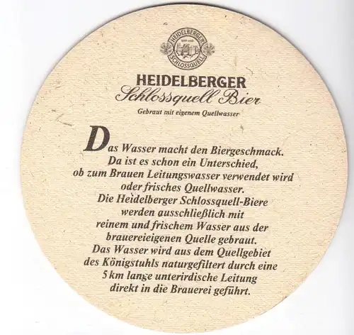 Bierdeckel, Heidelberger Schlossquell Bier, um 2000