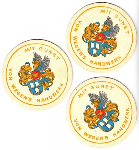 Bierdeckel (3), "Mit Gunst von wegen's Handwerk", Papiermacherhandwerk, um 1995