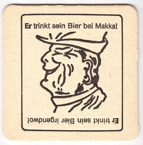 Bierdeckel, Makka, humoristisches Kippbild, um 1990