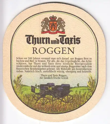 Bierdeckel, Turn und Taxis, Roggen, um 1995