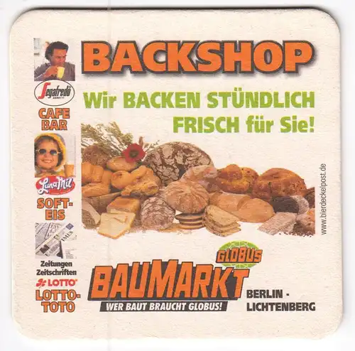 Bierdeckel, Globus Baumarkt, Berlin Lichtenberg, um 2005