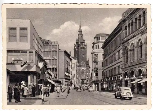 AK, Wuppertal Elberfeld, Blick zum Wall und Rathaus, um 1961