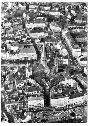 AK, Bonn, Luftbildansicht der Innenstadt, um 1960