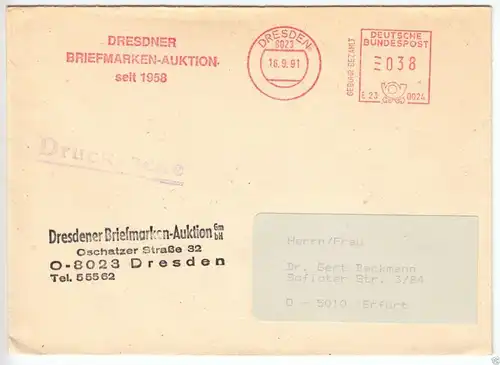 AFS, Dresdner Briefmarken-Auktion, seit 1958, o Dresden, 8023, 16.9.91