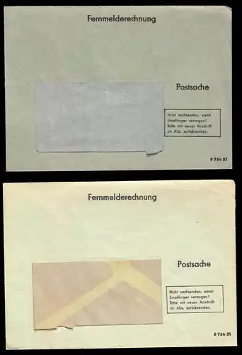 vier Postsachen - Briefumschläge für Fernmelderechnungen der Post der DDR