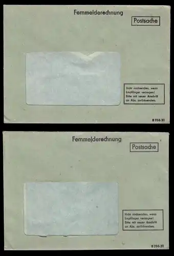 vier Postsachen - Briefumschläge für Fernmelderechnungen der Post der DDR