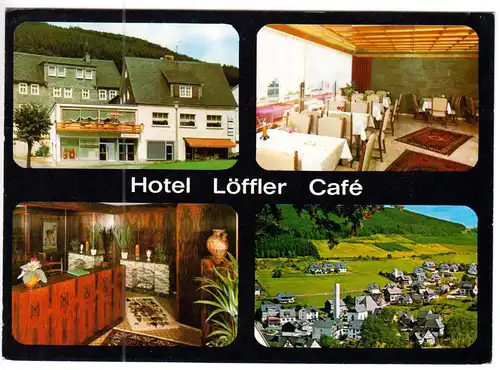 AK, Winterberg Silbach Hochsauerland, Hotel - Café Löffler, vier Abb., um 1976