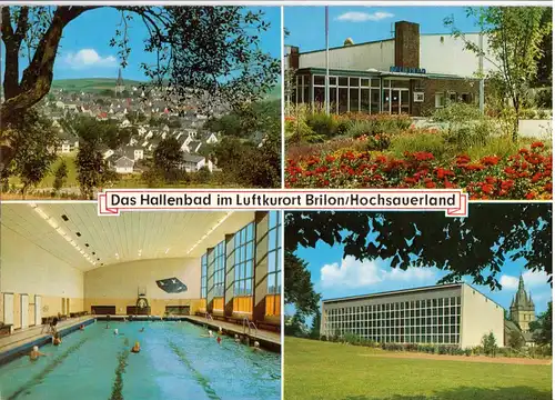 AK, Brilon Hochsauerland, Das Hallenbad, vier Abb., um 1973