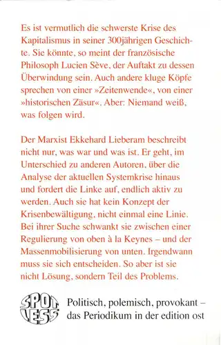 Lieberam, Ekkehard; Die dritte Große Depression, 2009