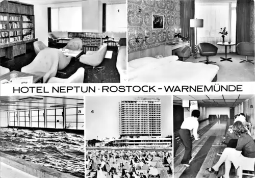 AK, Rostock Warnemünde, Hotel Neptunn, 5 Abb., 1975