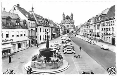 AK, Speyer a. Rhein, Hauptstr. mit Kriegerdenkmal, 1965