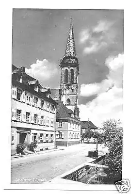 AK, Sinzheim Baden, Straßenpartie mit Kirche, ca. 1958