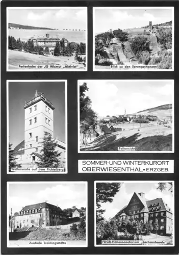 AK, Kurort Oberwiesenthal, sechs Abb., gestaltet, u.a. Zentrale Trainingsstätte