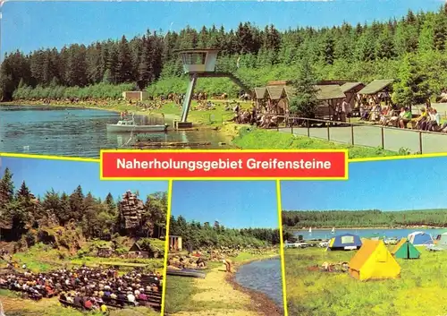 AK, Ehrenfriedersdorf, Naherholungsgebiet Greifensteine, vier Abb., 1985