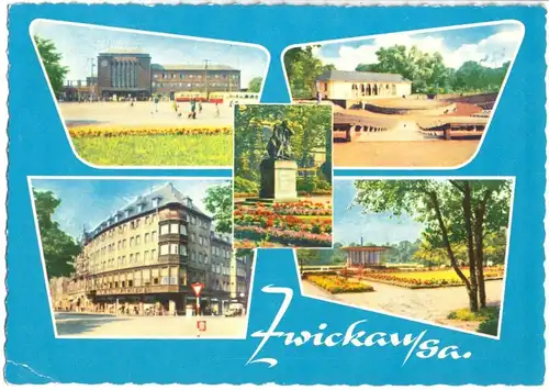 AK, Zwickau, fünf Abb., gestaltet, 1961