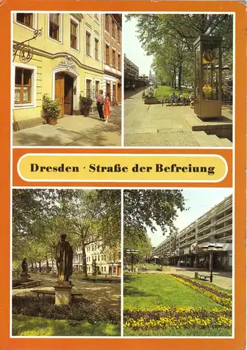 AK, Dresden, Straße der Befreiung, vier Abb., 1988