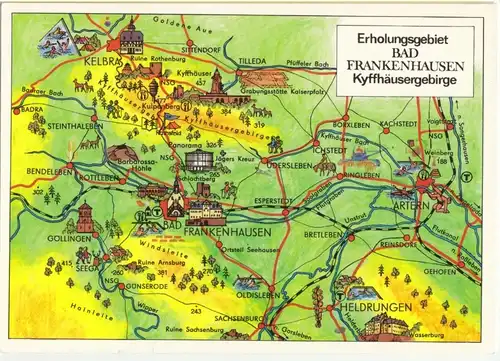 AK, Erholungsgebiet Bad Frankenhausen Kyffhäusergebirge, Reliefkarte, 1985