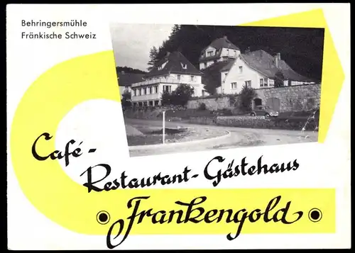Prospekt, Behringersmühle Fränk. Schweiz, Gästehaus "Frankengold", um 1965