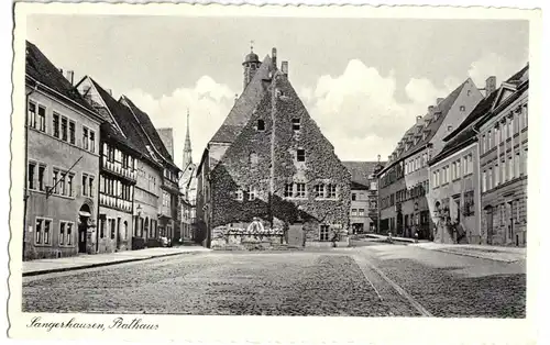 AK, Sangerhausen, Platz mit Rathaus, um 1938
