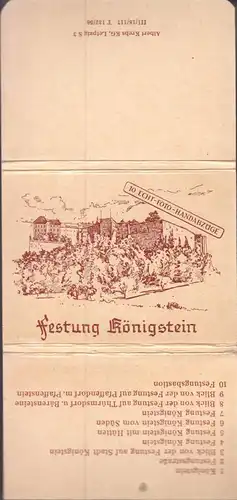 Mäppchen mit 10 kleinen Fotos, Königstein, Festung, 1956, Format: 9 x 6,8 cm