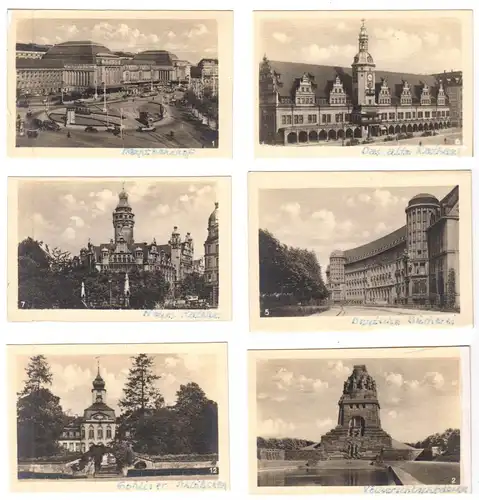 Mäppchen mit 12 kleinen Fotos, Leipzig, um 1950, Format: 6 x 9 cm