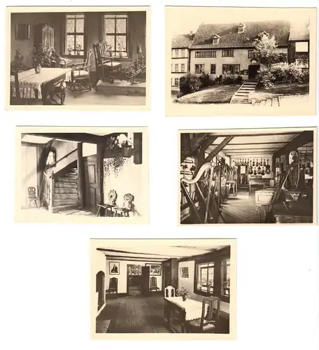 Mäppchen mit 14 kleinen Fotos, Eisenach, Bachhaus, 1950er, Format: 9,2 x 6,5 cm