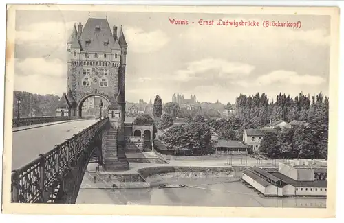 AK, Worms, Ernst Ludwigsbrücke, Brückenkopf, 1916