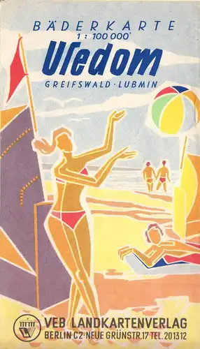 Bäderkarte, Usedom, Greifswald, Lubmin, um 1960