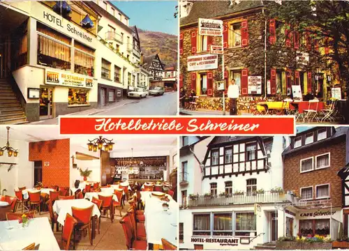 AK, Kamp-Bornhofen Rhein, Hotelbertriebe Schreiner, vier Abb., um 1986