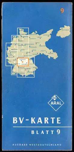 Verkehrskarte, Aral, Ausgabe Deutschland, Blatt 9 von 13, um 1958