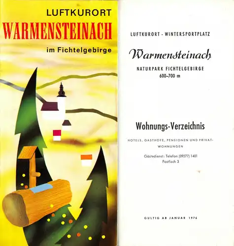 tour. Prospekt, Warmensteinach Fichtelgebirge + Wohnungsverzeichnis 1976