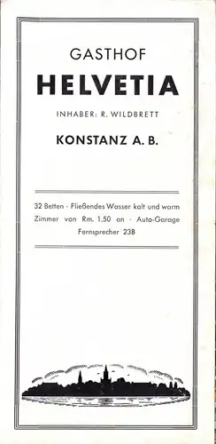 tour. Prospekt, Konstanz am Bodensee, Gasthof Helvetia, um 1958