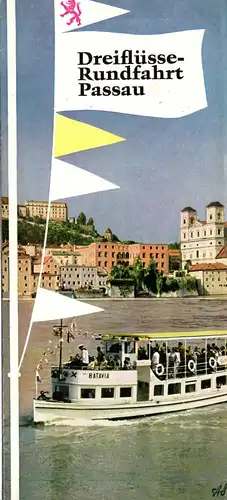 tour. Prospekt, Dreiflüsserundfahrt Passau, um 1960