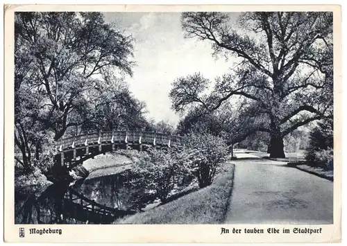 AK, Magdeburg, An der tauben Elbe im Stadtpark, um 1944