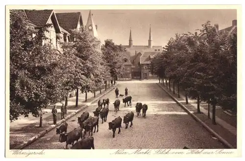 AK, Wernigerode am Harz, Neuer Markt, Blick vom Hotel zur Sonne, um 1926